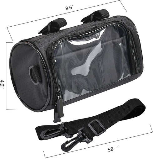 Bike Handlebar Bag, Waterproof Bicycle Front Storage Bag, Bike Phone Holder Accessories, Transparent Pouch Touch Screen with Removable Shoulder St...