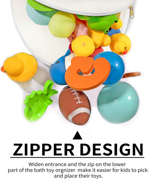 PVC Material Bathtub Toy Holder Prevent Long Spots Bath Toy Storage Bath Toys for Kids Ages 4-8 17“x13”Mesh Bath Toy Holder let Baby Bath Toys Qui...