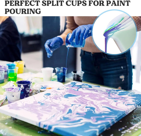 LET'S RESIN 17OZ/500ML Split Cup with Handle, Thicken & Easy Clean Split Cups for Paint Pouring with 5 Channels, Silicone Reusable Fluid Art Split...
