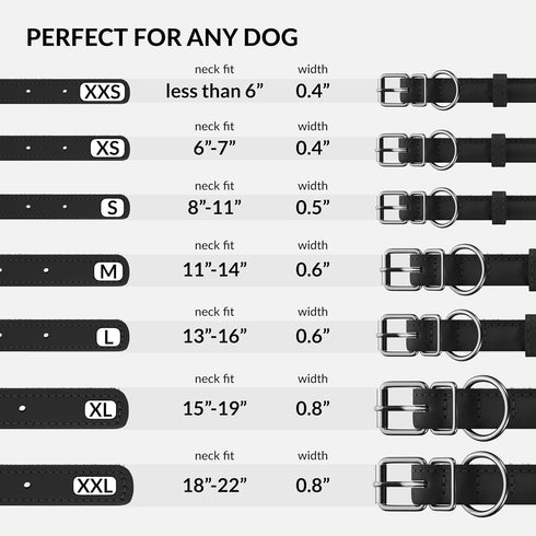 CollarDirect Rolled Leather Dog Collar, Soft Padded Round Puppy Collar, Handmade Genuine Leather Collar Dog Small Large Cat Collars 13 Colors (6-7...