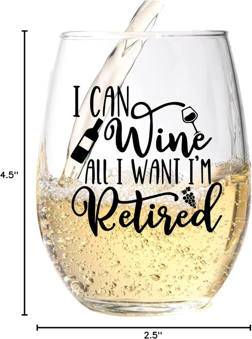 GLASSICLE Retirement Wine Glass - 15 Oz, Scratch-Resistant Funny Wine Glass - Funny Retirement Gifts for Women - Unique Retirement Glass for Wine ...