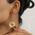 Boho Sunflower Dangle Earrings Sunflower Hoop Earrings Gold Floral Flower Earrings Vintage 3D Flower Drop Earrings Jewelry for Women and Girls...
