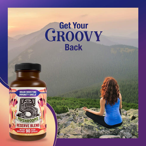 5 Mushrooms Reserve Blend Mushroom Supplement - Lions Mane, Turkey Tail, Reishi, Chaga, Cordyceps - Immune System, Brain, Cognition, Energy, Mood ...