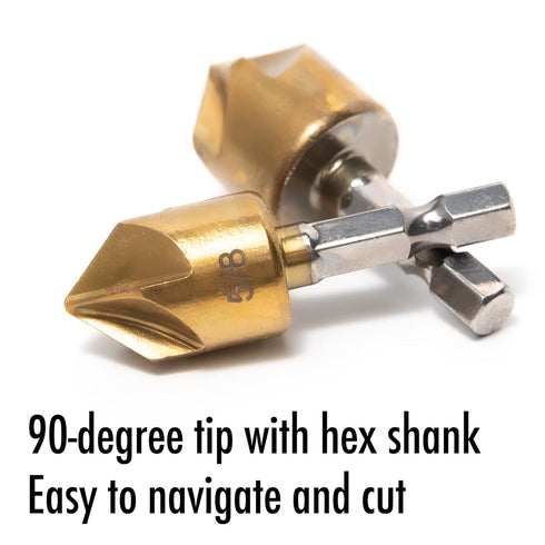 6 Pcs Countersink Drill Bit Set with Case 1/4'' Hex Shank HCS 5 Flute Countersink 90 Degree Center Punch Tool Sets for Wood, Quick Change Bit 1/4”...