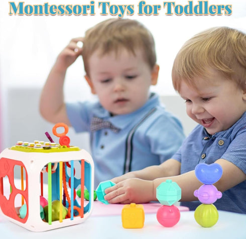 6 in One Activity Cube Toys for Baby 18M+, Montessori Educational Learning Fine Motor Skills Toys Gifts for Toddlers Boys Girls Age 2 3 (White)...