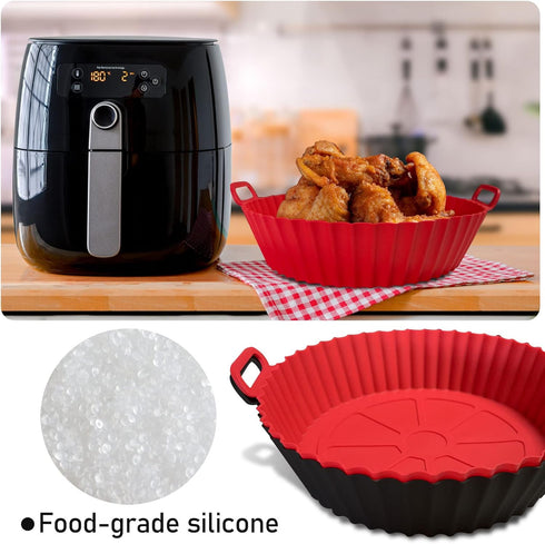 Air Fryer Silicone Pot, Air Fryer Silicone Basket Bowl, Silicone Baking Tray Pots for 3 to 5 Qt for Air fryer Oven Reusable Baking Tray Oven Acces...