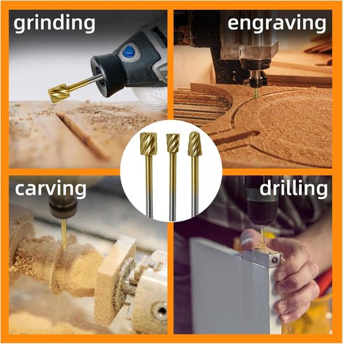 10 PCS Carving Bits HSS Rotary Drill Burr Set 1/8'' (3mm) Shank Wood Engraving Router Bit for Rotary Tool Accessories Rotary Tool for DIY Woodwork...