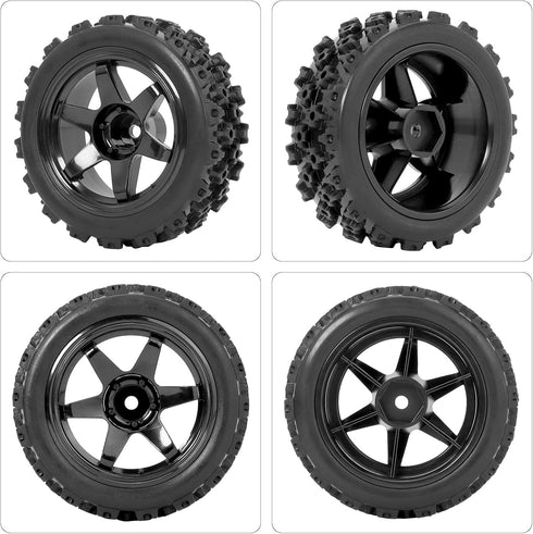 RC Station 12mm Hex RC Wheels and Tires 1/12 1/14 1/16 1/18 RC Off Road Buggy Rally Wheels and Tires for Traxxas LaTrax Rally Wltoys 144001 124019...