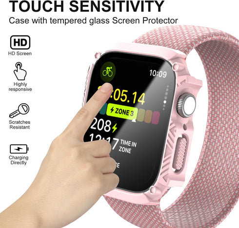 Waterproof Case 41mm for Apple Watch Series 9 8 7 with Tempered Glass Screen Protector, iWatch Full Protective Hard PC Bumper Face Cover for Men&W...
