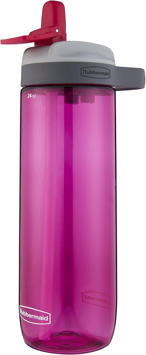 Rubbermaid Leak-Proof Sip Water Bottle, 24 oz, Tart Pink...