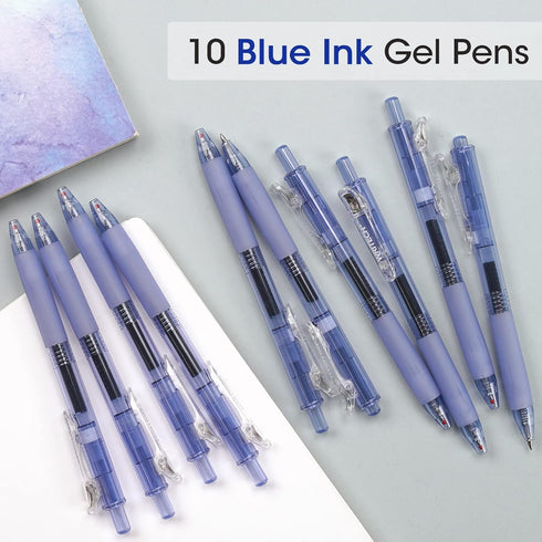 WRITECH Fine Point Gel Pens: Retractable 0.7mm Blue-Ink Color Pen for Journaling Smooth Writing Fine Point Tip Quick-dry Ink No Bleed Set 10ct...