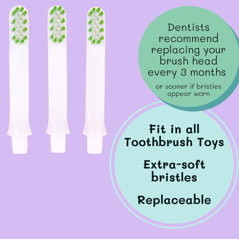 Toothbrush Toys’ Replacement Toothbrush Heads for Kids – Ultra Soft Bristles for Gentle Cleaning, Pack of 3, Easily Replaceable, Compatible Only w...