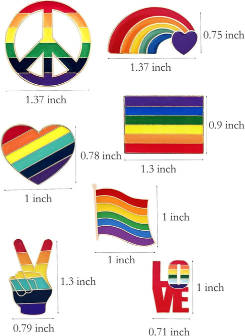 14 Pieces Gay Pride Rainbow Brooch Pins LGBT Lapel Button Pins for Clothes and Bags...