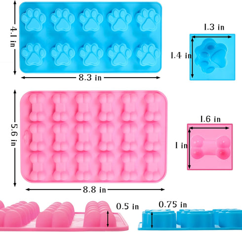 Silicone Molds Puppy Dog Paw and Bone Molds (6 PCS) for Baking, Chocolate, Candy, Jelly,Ice Cube Silicone Treat Molds...