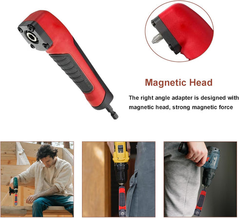 Right Angle Attachment Electric Screwdriver Repair 90 Degree Corner Device, Shockwave Impact Duty Right Angle Attachment (Red,black)...