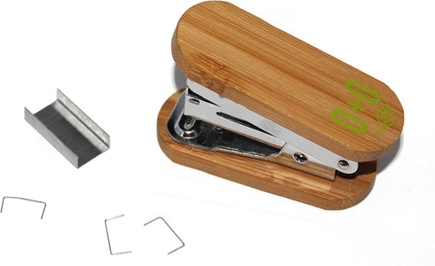 Onyx and Green Mini Stapler with 1000 Staples, Made with Bamboo, Sustainable Stapling Solution...
