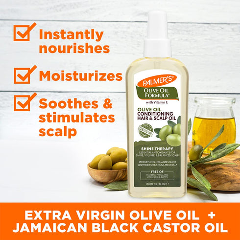 Palmer's Olive Oil Formula Hair Conditioning and Scalp Oil Spray, Hydration and Shine Therapy for Dry or Damaged Hair, Promotes Scalp Health, 5.1 ...