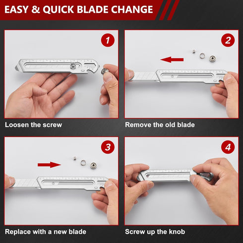 7-In-1 Mutipurpose Utility Knife, Stainless Steel Retractable Box Cutter, Heavy Duty Snap off Cutter Knife with 10PC 18MM SK5 Blades, Safety Lock ...