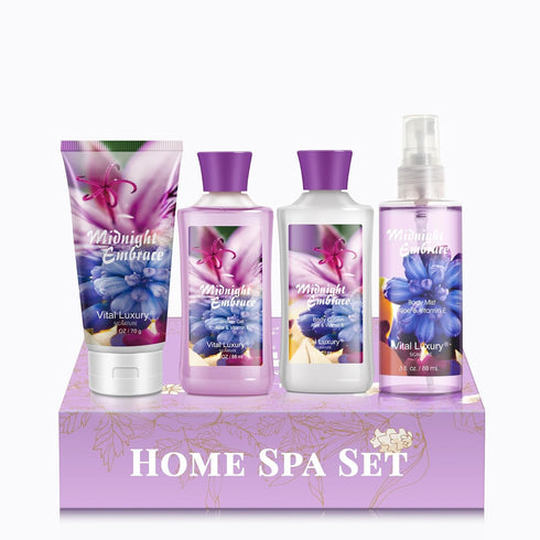 Midnight Embrace Bath & Body Kit - 3 Fl Oz, Ideal Skincare Gift Home Spa Set Including Body Lotion, Shower Gel, Body Cream, and Fragrance Mist - P...