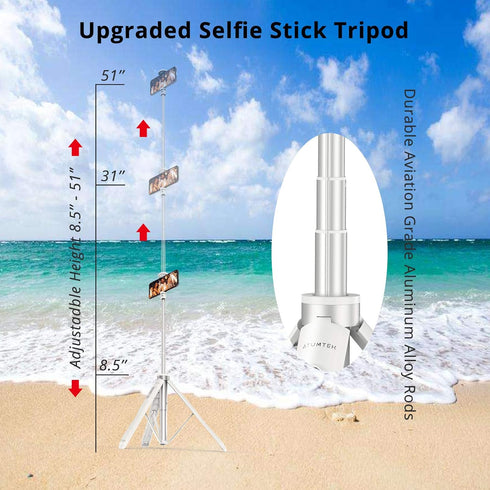 ATUMTEK 51" Selfie Stick Tripod, All in One Extendable Phone Tripod Stand with Bluetooth Remote 360° Rotation for iPhone and Android Phone Selfies...