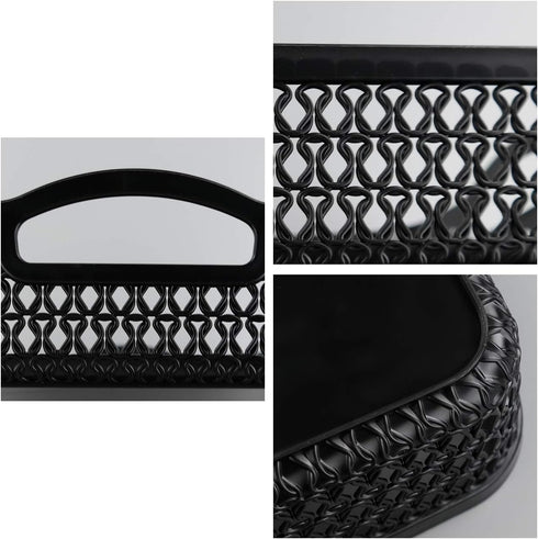Large Plastic Storage Basket Tray with Handle, Black, Pack of 6...