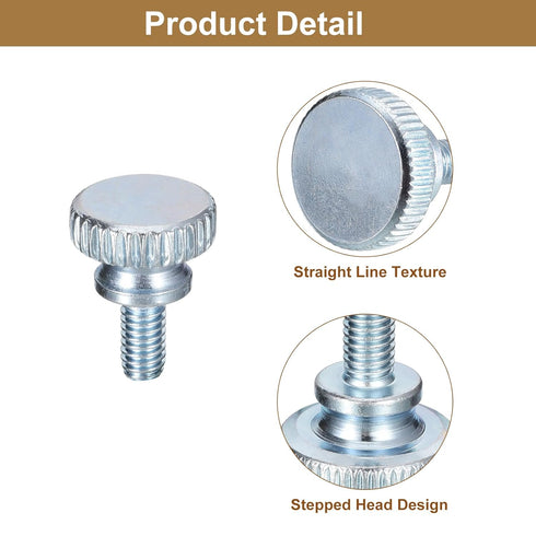 uxcell M4x10mm Knurled Thumb Screws,20pcs Carbon Steel Zinc Plated Flat Knurled Head Fully Threaded Thumb Screws Bolts Fastener...