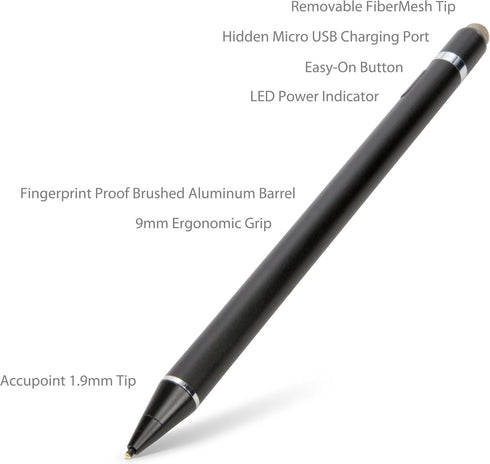 BoxWave Universal AccuPoint Active Stylus - Jet Black, Stylus Pen for Smartphones and Tablets...