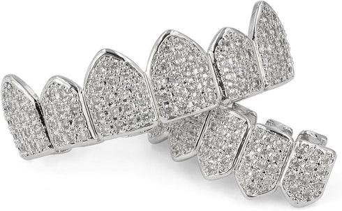 JINAO Grillz Diamond Grills for Your Teeth for Men Women 18K Gold Plated Iced Out Macro Pave Cubic Zirconia Mouth Grill with Extra Molding Bars In...