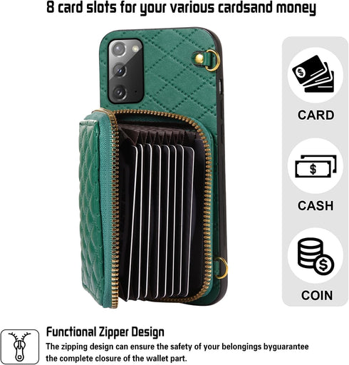 Furiet Detachable Crossbody Wallet Case for Samsung Galaxy Note 20 5G with Zipper Purse, Multi Card Slots, PU Leather Stand Shockproof Cell Phone ...