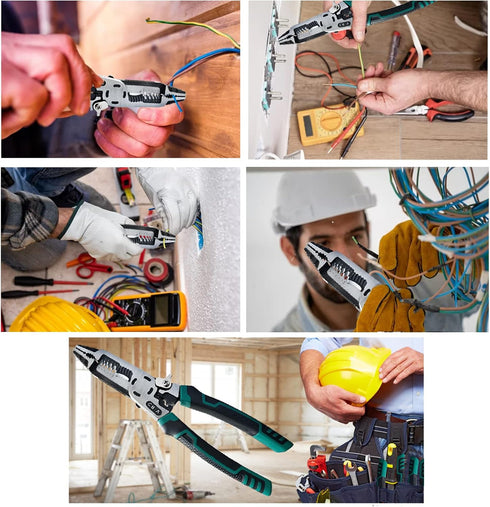 10-in-1 Wire Stripper Tool,Wire Strippers,Cable Cutters,CR-V Multifunctional Plier with Wire Stripper Crimper Side Cutter, Shearing,Screw Gripping...