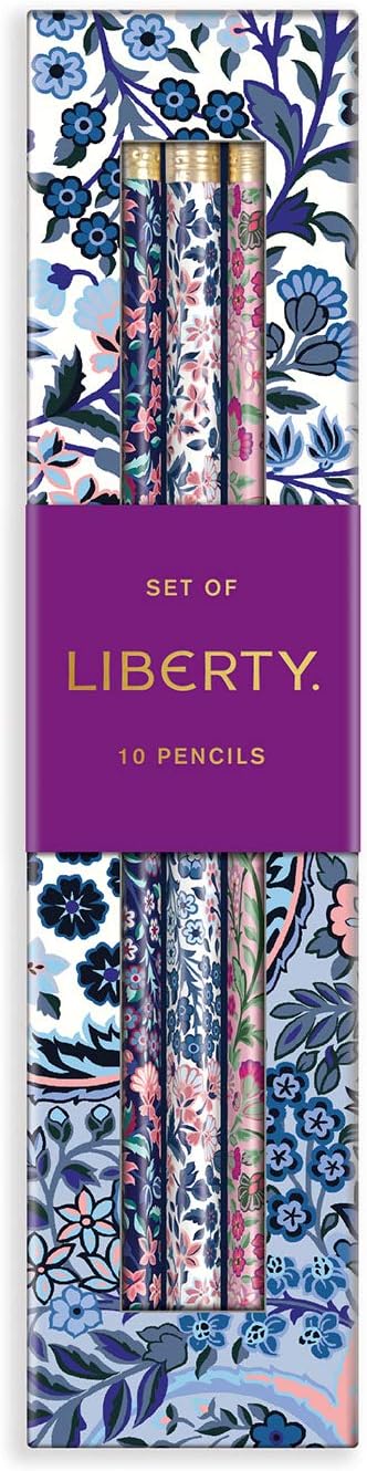 Galison Liberty Tanjore Gardens Pencil Set from Features 10#2 Wooden Pencils with Printed Floral Designs on Each, Stylish Pencils, Makes a Great G...
