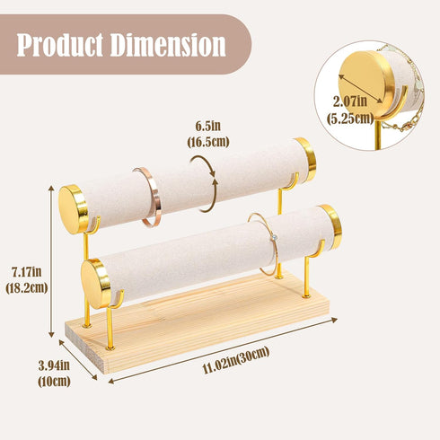 ProCase Bracelet Holder Display Bracelet Organizer Stand, Gold Detachable Bangle Storage Rack for Selling, Velvet Wrap Watch Holder with Wooden Ba...