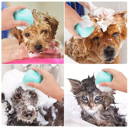 Dog Bath Brush Soft Silicone Dog Shampoo Brush | Pet Shampoo Massage Dispenser Dog Brush for Shedding Massage Dispenser Shower Brush for Short and...