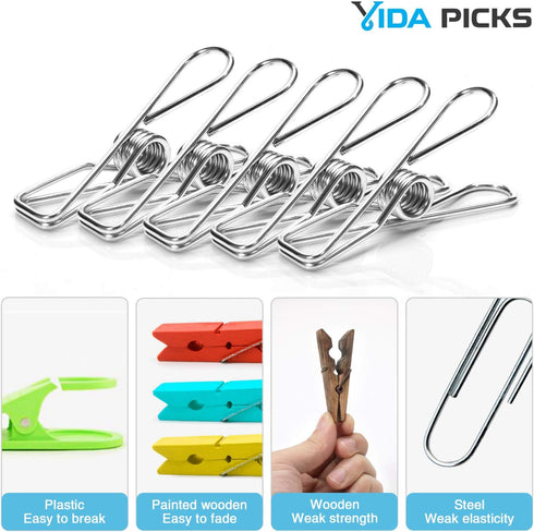 40 Pack Wire Clothes Pins Heavy Duty Outdoor, Stainless Steel ClothesPins for Hanging Clothes, Metal Clothes Pegs, Clothing Clips, Laundry Pins 1....