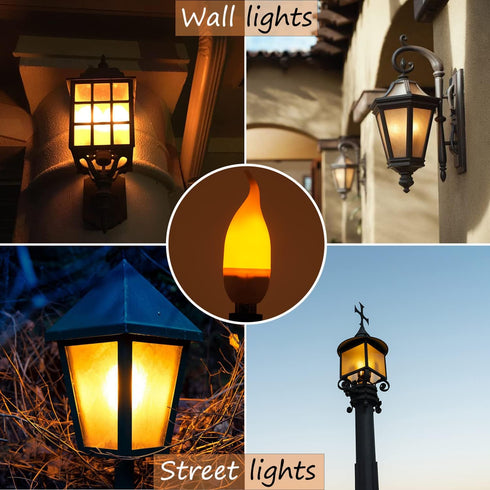 E12 Flame Bulbs 8 Packs, 3 Mode LED Candelabra Flame Light Bulb 2.0 Watt Warm White Chandelier Flame Bulbs,1800k Candle Light Bulbs, Flame Tip for...