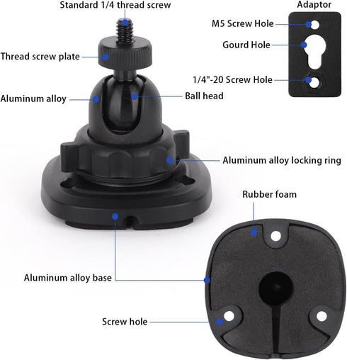 2 Pack Speaker Wall Mount Holder for 1/4"-20 Threaded Keyhole,2 Pack Adaptors Compatible with Non 1/4"-20 Threaded Screw Holes,360°Rotation Adjust...