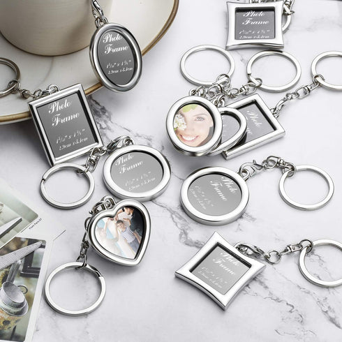 Tatuo 10 Pieces Photo Frame Keychain Metal Frame Keychain, Heart Keyring with Locket Photo Frame for Wedding Gifts...