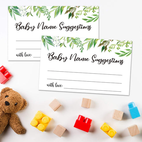 50 Baby Shower Name Suggestion Cards, Greenery Name Suggestion Cards for Baby Shower, Name Suggestion Game, Baby Shower Games, Baby Party Supplies...