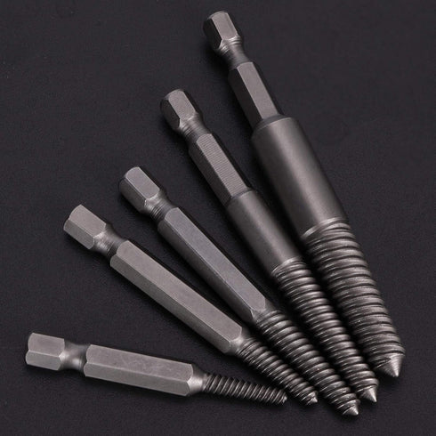 5pcs Broken Head Screw Screw Extractor Hex Handle Electric Extracting Tool Damaged Bolts Removal Tool Easy Out Kit...