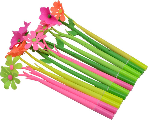 Yansanido Fluent Writting Pen, 12 Pcs 0.5 mm Black Ink Flower Shape Rolling Ball Cute Gel Ink Pen for Student and School Office Supplies (flower)...