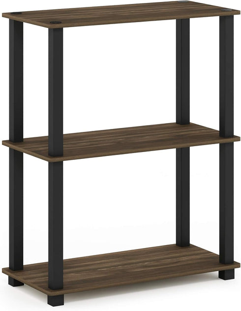 Furinno Turn-S-Tube 3-Tier Compact Multipurpose Shelf Display Rack with Square Tube, Columbia Walnut/Black...