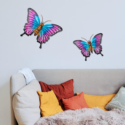 MUMTOP Metal Butterfly Wall Decor - 2 Pack Butterflies Wall Sculpture Hanging Wall Art for Indoor Outdoor Home Living Room Office Yard Garden...