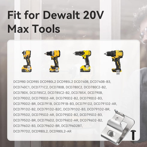 Belt Clips for Dewalt, 6pcs 304 Stainless Steel Drill Tool Clips Hook Kit with Screws for Dewalt N268241 Fit for 20V Power Tools DCD980 DCD985 DCD...