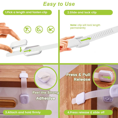 Matenf Child Proof Cabinet Locks (4 Packs), Baby Toddlers Locks for Drawers, Refrigerator Safety Latches for Kids Pets, Durable Safe ABS Material ...