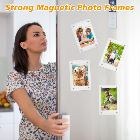 12 Packs Acrylic Fridge Magnetic Picture Frame Magnetic Polaroid Frames for Photos Instax Mini Frame Clear 2.36 x 3.54 Inch...