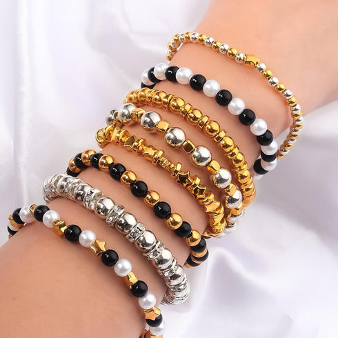 YHMQDU 1300Pcs Gold Beads for Bracelets Making,Pearl Beads for Jewelry Making Kit,Bead for Craft DIY Decoration Friendship Bracelets Kit with Elas...