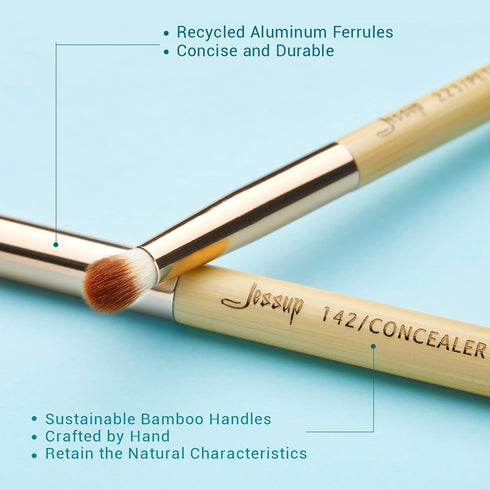 Jessup Eye Makeup Brushes Set, Premium Synthetic Eyeshadow Blending Concealer Eyebrow Eyeliner Brush, 15pcs Labeled Bamboo Make Up Brushes T137...