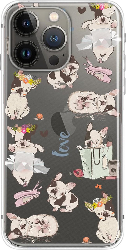 Blingy's for iPhone 13 Pro Max Case (6.7 inch), Pretty French Bulldog Style Cute Cartoon Dog Design Transparent Soft TPU Protective Clear Case 6.7...