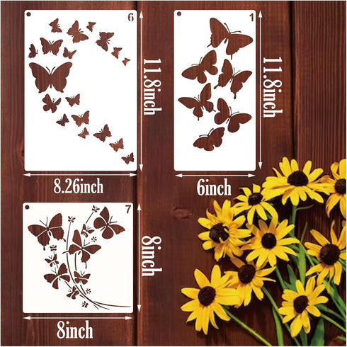 Large Butterfly Stencils for Painting A4 Butterfly Stencil Paint Stencils for Painting on Wood Burning Art Craft Canvas Furniture Wall (12 butterf...