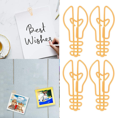 100Pcs Light Bulb Paper Clips Metal Special Shaped Paperclip with Storage Box Page Markers for School Office Supplies (Yellow)...